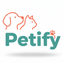 Logo of 'Petify' with a stylized dog and cat illustration on a white background